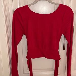 NWT Red Wrap Around Ribbed Top from Dillards - Size Small - Juniors